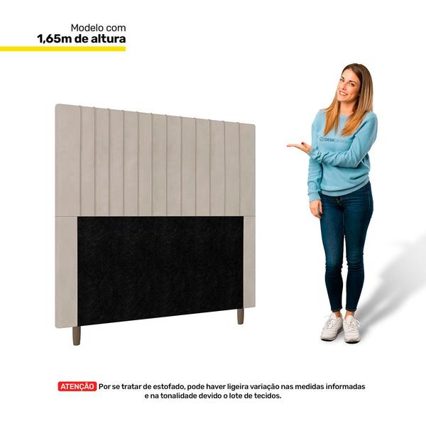 Imagem de Cabeceira Cama Box Casal Nala 140cm Veludo Bege - Desk Design