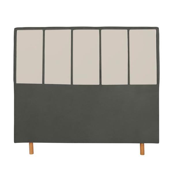 Imagem de Cabeceira Cama Box Casal Napoli 140 Cm Suede Cinza e Bege Claro - MV Estofados Shop