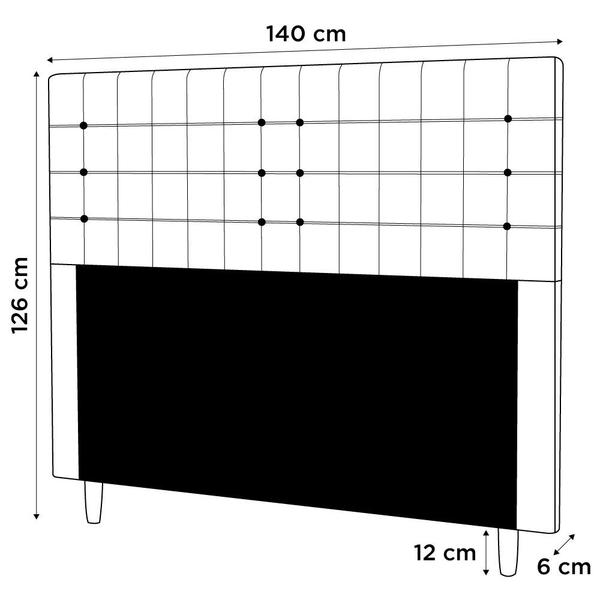 Imagem de Cabeceira Cama Box Casal Parisis 140cm Sintético Bege - Abmaza