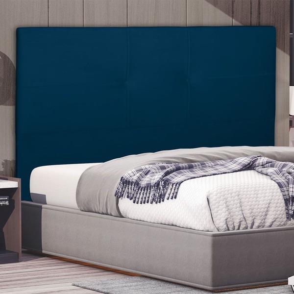 Imagem de Cabeceira Cama Box Casal Poliana 140 Cm Suede Azul Marinho