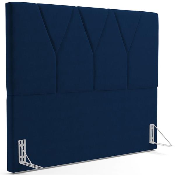 Imagem de Cabeceira Cama Box Casal Queen 160 cm Aurora W01 Suede Azul Marinho - Lyam Decor