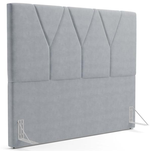 Imagem de Cabeceira Cama Box Casal Queen 160 cm Aurora W01 Suede Cinza - Lyam Decor