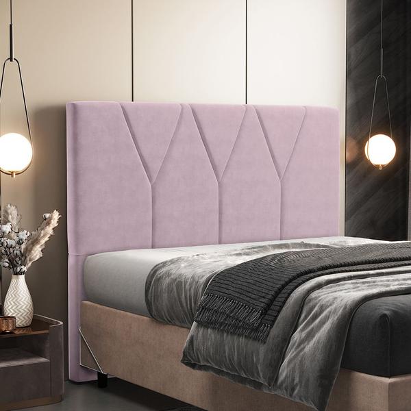 Imagem de Cabeceira Cama Box Casal Queen 160 cm Aurora W01 Suede Rosê - Lyam Decor