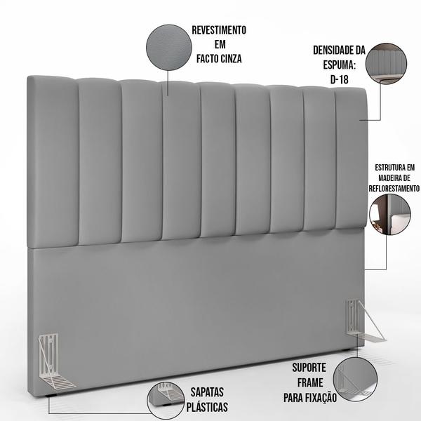 Imagem de Cabeceira Cama Box Casal Queen 160 cm Dália W01 Facto Cinza - Lyam Decor