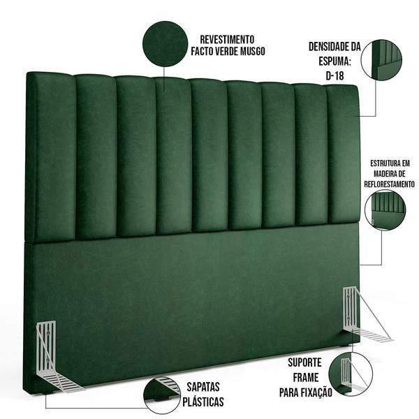 Imagem de Cabeceira Cama Box Casal Queen 160 cm Dália W01 Facto Verde Musgo - Lyam Decor