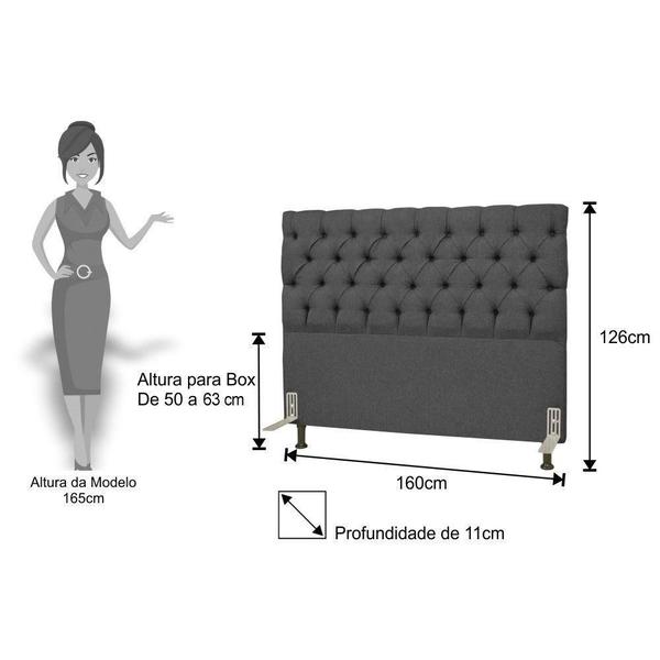 Imagem de Cabeceira Cama Box Casal Queen 160cm Cristal Linho Cinza