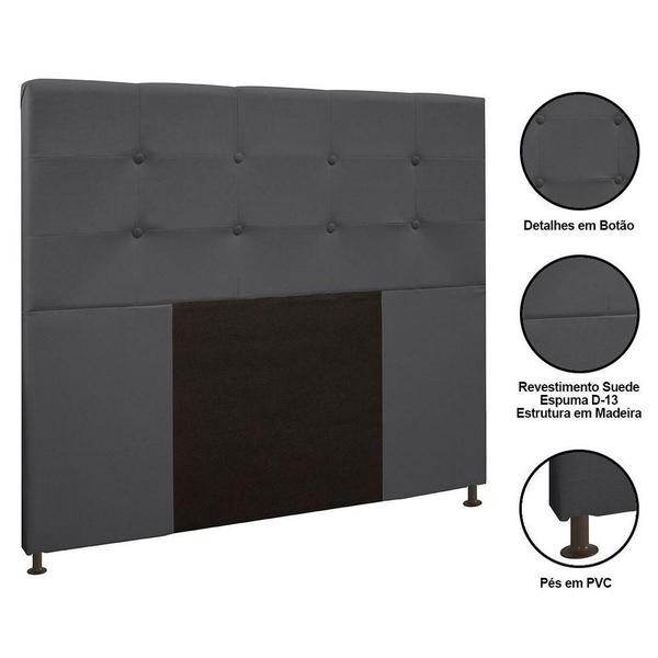 Imagem de Cabeceira Cama Box Casal Queen 160cm D10 Safira Suede Cinza - Mpozenato