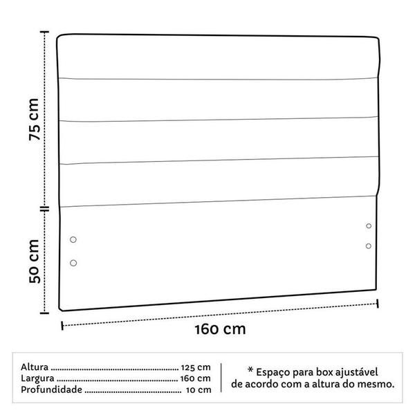 Imagem de Cabeceira Cama Box Casal Queen 160cm Greta D05 Linho Cru - Mpozenato