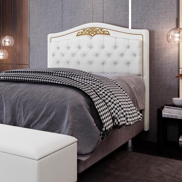 Imagem de Cabeceira Cama Box Casal Queen 160cm Imperial J02 Corano Branco - Mpozenato