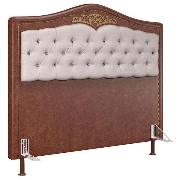 Imagem de Cabeceira Cama Box Casal Queen 160cm Imperial J02 Corano/Suede Marrom/Marfim - Mpozenato