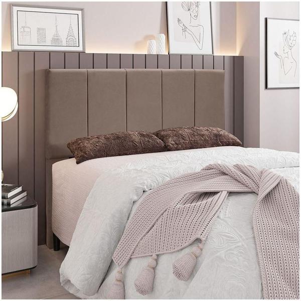 Imagem de Cabeceira Cama Box Casal Queen 160cm Pérola D10 Suede Bege