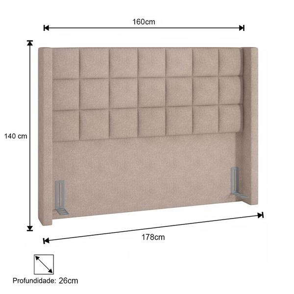 Imagem de Cabeceira Cama Box Casal Queen 160cm Pisa P02 Linho Areia - Mpozenato