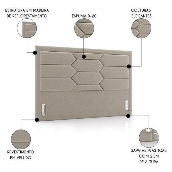 Imagem de Cabeceira Cama Box Casal Queen 160cm Texas P02 Veludo Bege - Mpozenato