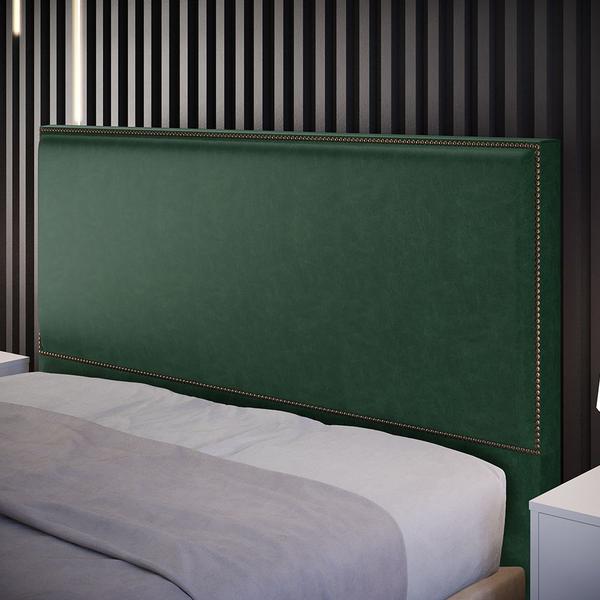 Imagem de Cabeceira Cama Box Casal Queen Com Tachas 160 cm Vicenza L02 Facto Verde Musgo - Lyam Decor