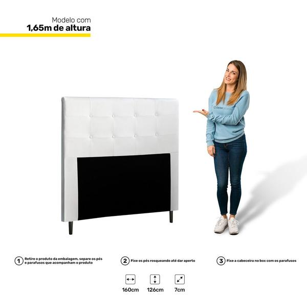 Imagem de Cabeceira Cama Box Casal Queen Luna 160cm Corano Branco - Abmaza