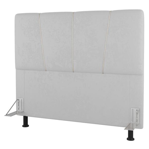 Imagem de Cabeceira Cama Box Casal Queen Size Amber 160cm Estofada Sintético Branco - Abmaza