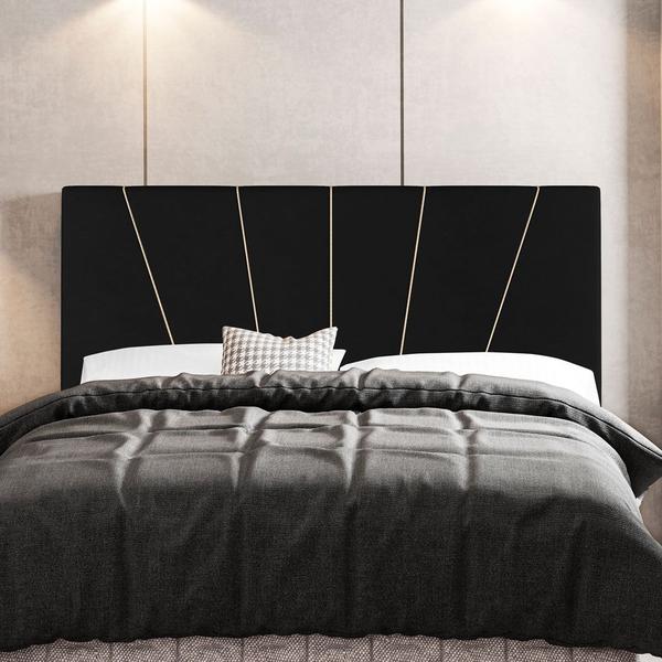 Imagem de Cabeceira Cama Box Casal Queen Size Dallas 160cm Suede Preto - Desk Design