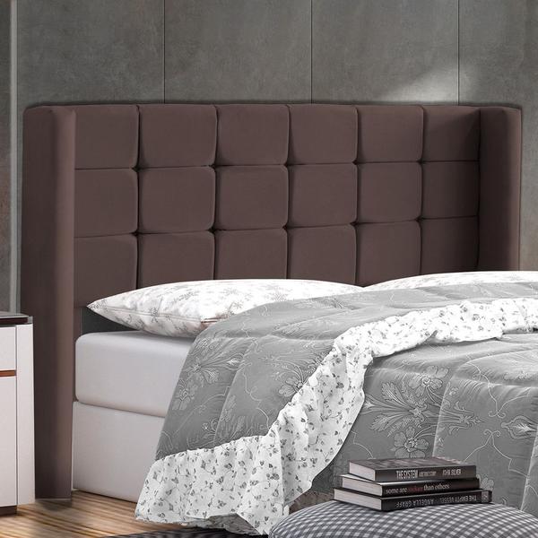 Imagem de Cabeceira Cama Box Casal Queen Size Gioconda 160cm Com Frame Suede Marrom - Abmaza