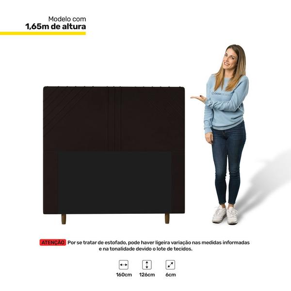 Imagem de Cabeceira Cama Box Casal Queen Size Lisboa 160cm Corano Marrom - Abmaza