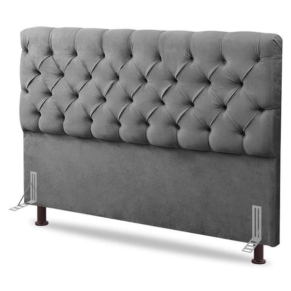 Imagem de Cabeceira Cama Box Casal Queen Size Lylla 160cm Capitonê com Frame Suede Cinza - Abmaza