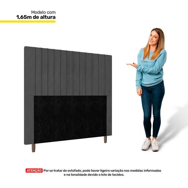 Imagem de Cabeceira Cama Box Casal Queen Size Nala 160cm Suede Cinza - Abmaza