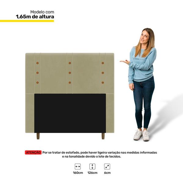 Imagem de Cabeceira Cama Box Casal Queen Size Roma 160cm Suede Bege - Desk Design