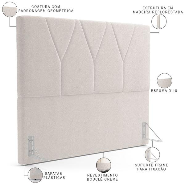 Imagem de Cabeceira Cama Box Casal Quenn 160 cm Aurora W01 Bouclê Creme - Lyam Decor