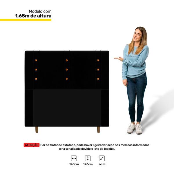 Imagem de Cabeceira Cama Box Casal Roma 140cm Corano Preto - Abmaza