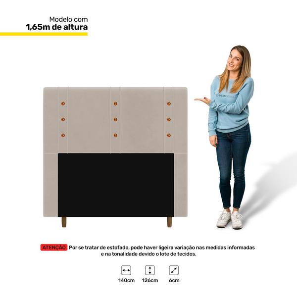 Imagem de Cabeceira Cama Box Casal Roma 140cm Veludo Bege - Desk Design