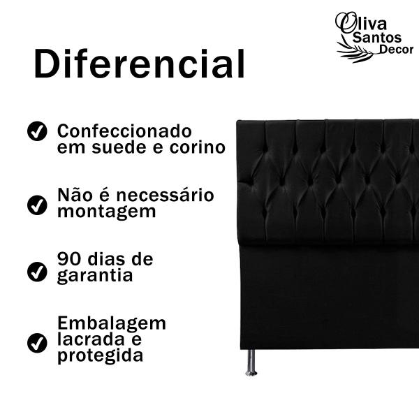 Imagem de Cabeceira Cama Box de Casal 140cm Estofada Quarto Suede material sintético