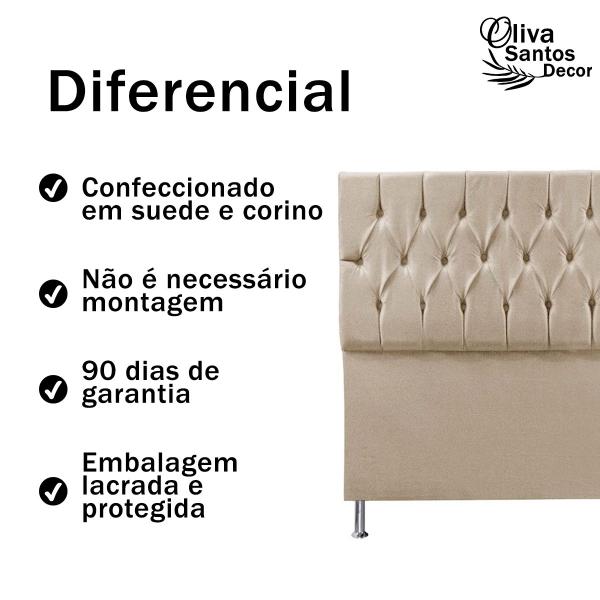 Imagem de Cabeceira Cama Box de Casal 140cm Estofada Quarto Suede material sintético