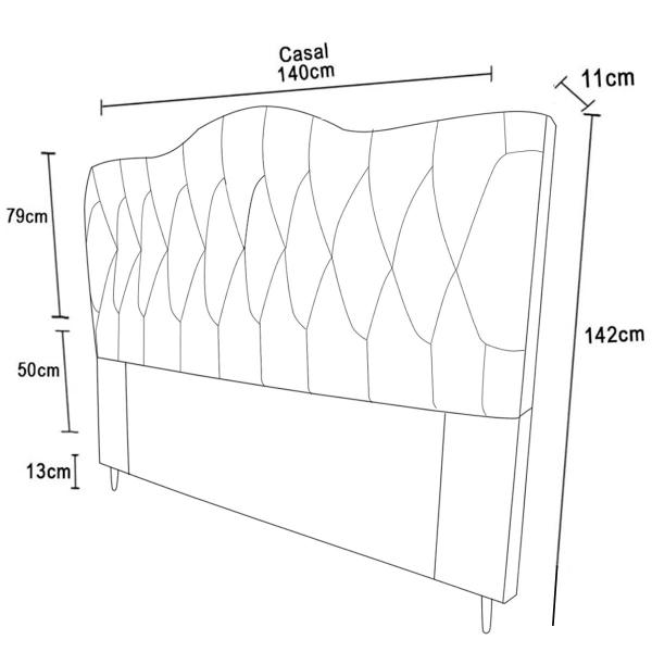 Imagem de Cabeceira Cama Box de Casal Quarto Estofada Barcelona 140cm