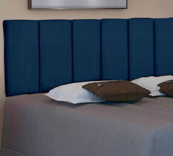 Imagem de Cabeceira Cama Box Dubai/Capri Casal 140 x 55 cm Azul Suede