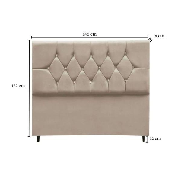 Imagem de Cabeceira Cama Box Estofada Casal 140 cm Geovana Suede Bege