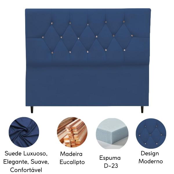 Imagem de Cabeceira Cama Box Estofada Casal 140 cm Geovana Suede