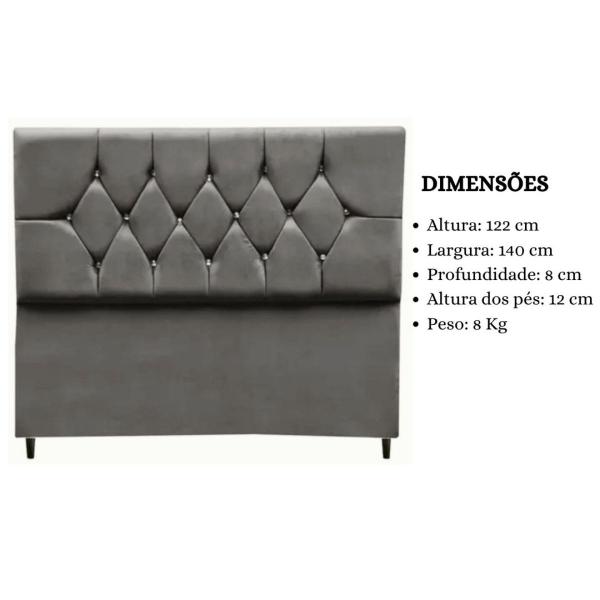 Imagem de Cabeceira Cama Box Estofada Casal 140 cm Geovana Suede