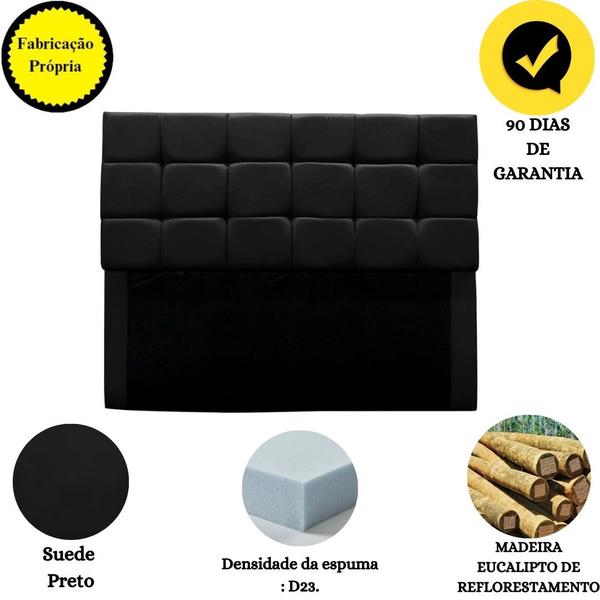 Imagem de Cabeceira Cama Box Estofada Queen 160 cm Bianca Suede Preto