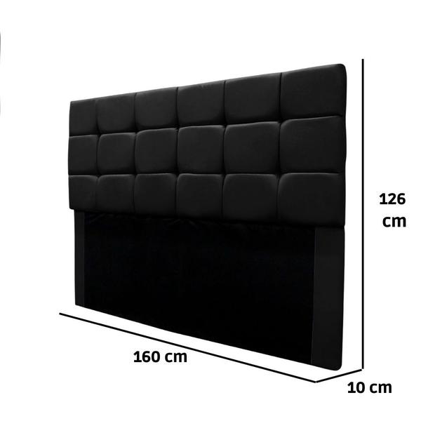 Imagem de Cabeceira Cama Box Estofada Queen 160 cm Bianca Suede Preto