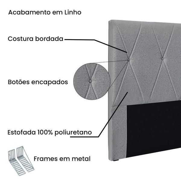 Imagem de Cabeceira Cama Box King 195 Cm Aquilla Linho S04 - D'rossi Cor Cinza