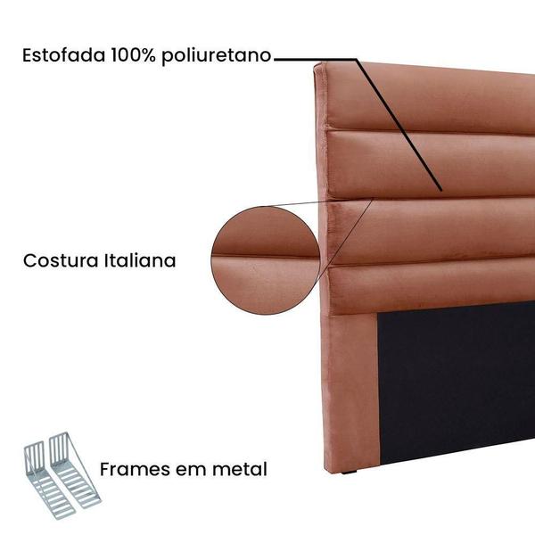 Imagem de Cabeceira Cama Box King 195 Cm Arles Veludo Cobre S04 - D'rossi