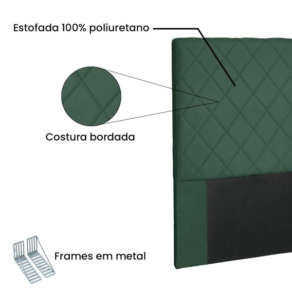 Imagem de Cabeceira Cama Box King 195 cm Trevelin Veludo Verde - Nexta Casa