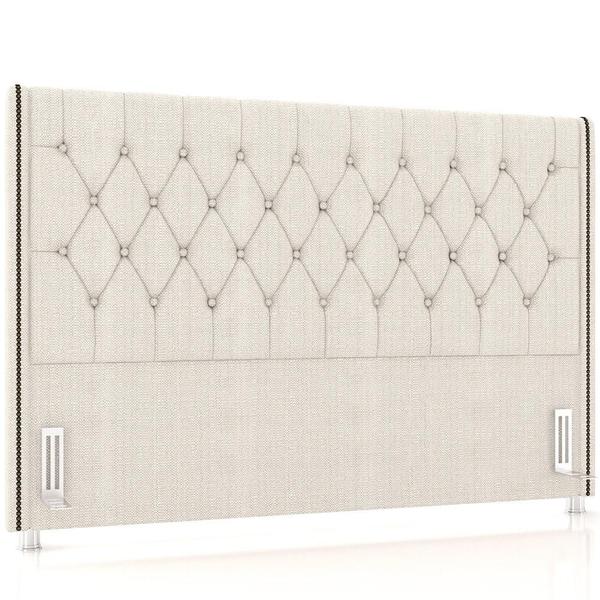 Imagem de Cabeceira Cama Box King 195cm Estofada Frizza P05 Linho Creme - Lyam Decor