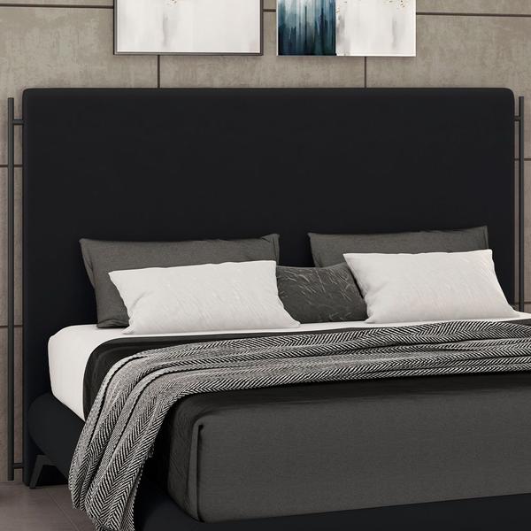 Imagem de Cabeceira Cama Box King 195cm Estofada Goya P05 Veludo Preto - Lyam Decor