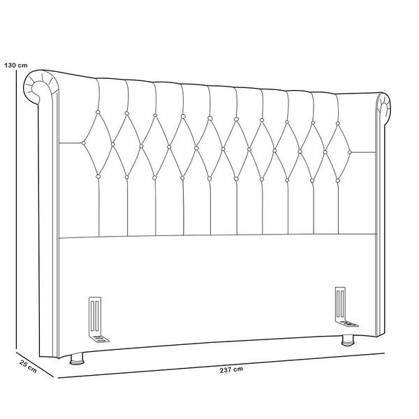 Imagem de Cabeceira Cama Box King 195cm Estofada Meora P05 Veludo Cinza - Lyam Decor