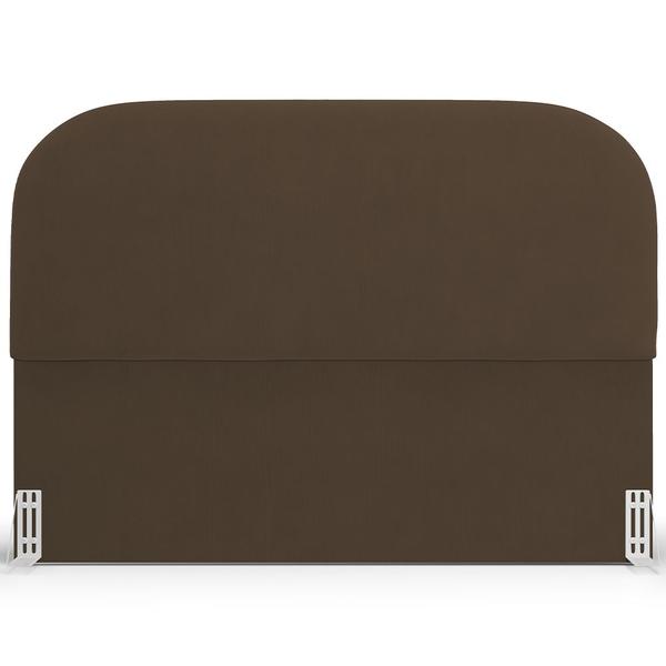 Imagem de Cabeceira Cama Box King 195cm Lanna com Puff Recamier Doha W01  Suede Marrom - Lyam Decor