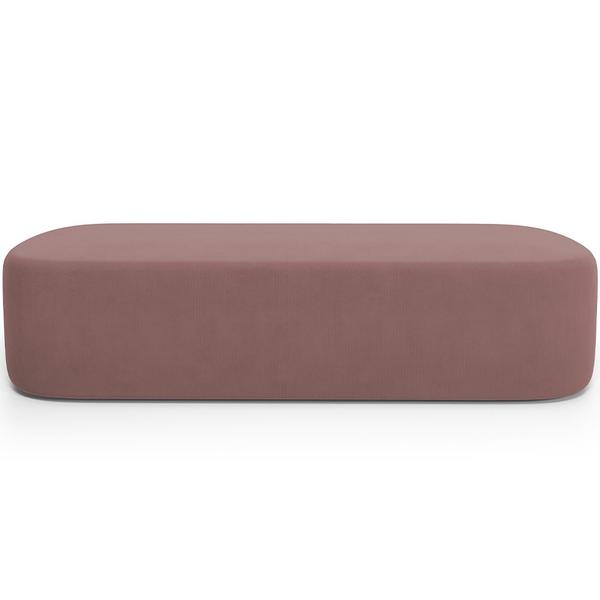 Imagem de Cabeceira Cama Box King 195cm Lanna com Puff Recamier Doha W01  Suede Rosê - Lyam Decor