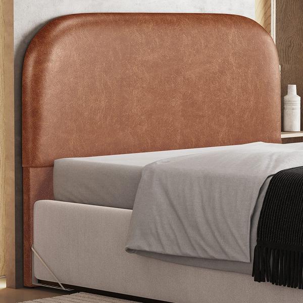 Imagem de Cabeceira Cama Box King 195cm Orgânica Lanna W01 material sintético Camel - Lyam Decor