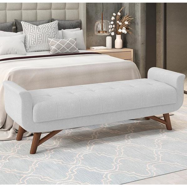 Imagem de Cabeceira Cama Box King 195cm Pisa e Recamier Neville P02 Bouclé Branco - Mpozenato