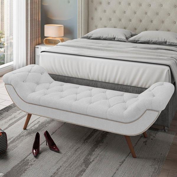 Imagem de Cabeceira Cama Box King 195cm Provença E Recamier Veneto P02 Bouclé Branco - Mpozenato