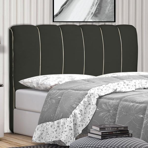 Imagem de Cabeceira Cama Box King Berlim 195 Cm Suede Cinza Escuro